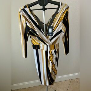 Fashion Nova Multicolor Striped V-Neck Dress